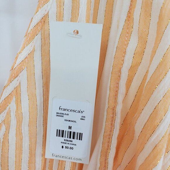 NWT Miami Francesca's Jerrie Shimmer Striped Kimono One Piece Romper Medium - Picture 2 of 9